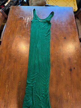 Enza Costa Green Ribbed Maxi Dress XS Made in USA